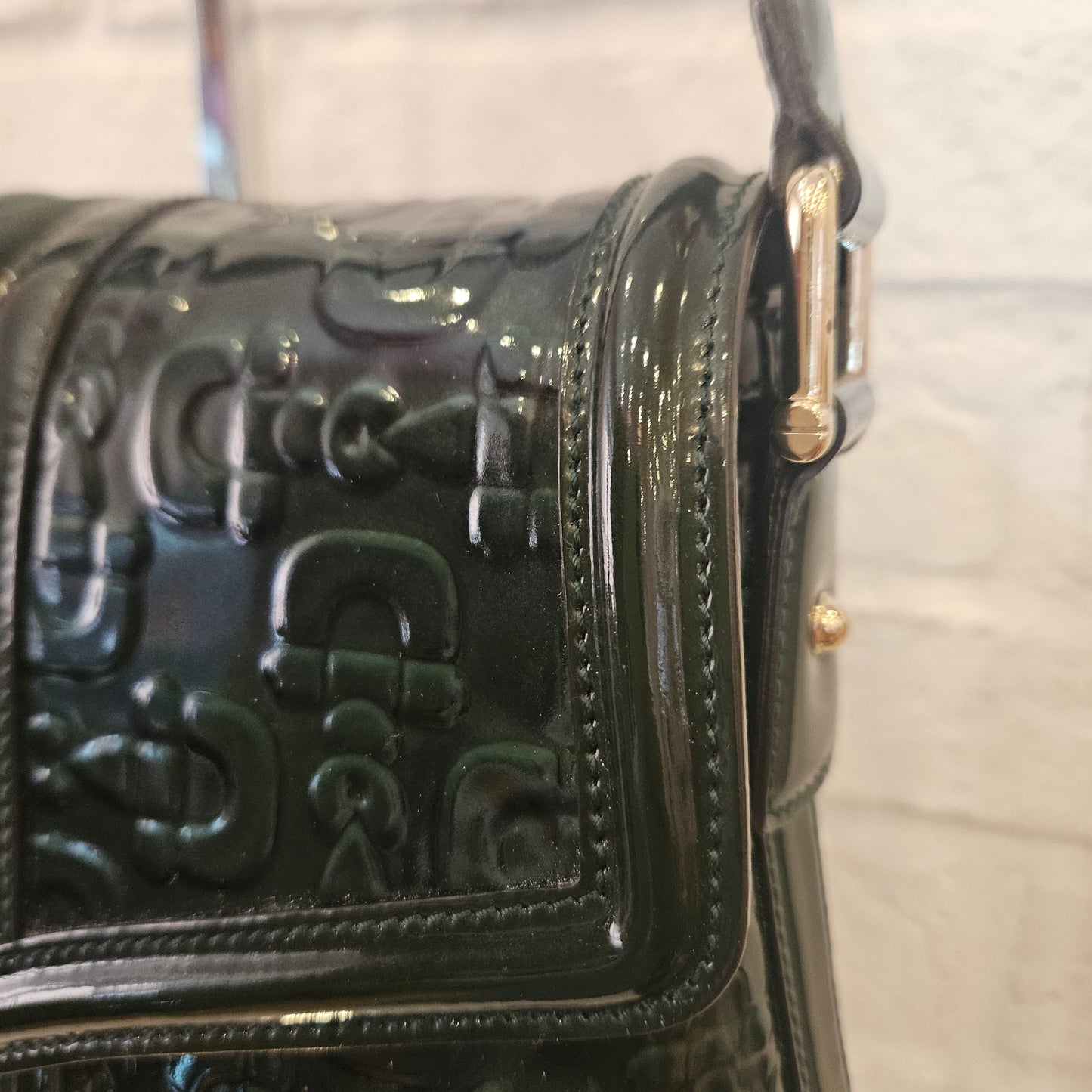 Borsa a spalla Gucci Patent Horsebit
