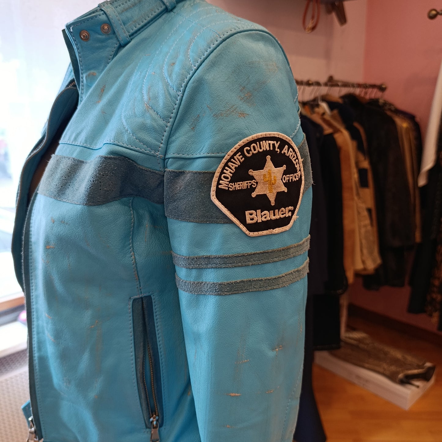 Giubbotto in pelle Blauer stile biker tg s