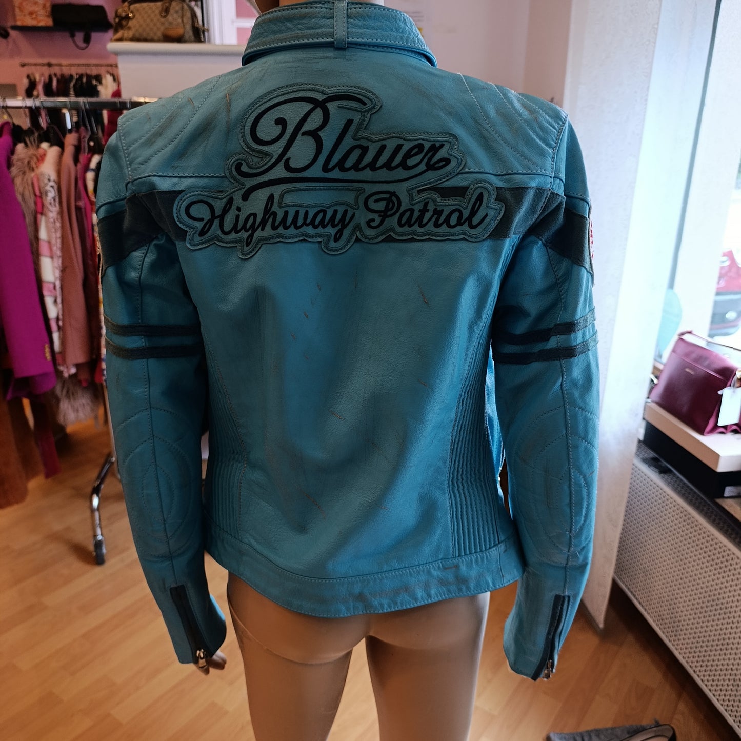 Giubbotto in pelle Blauer stile biker tg s