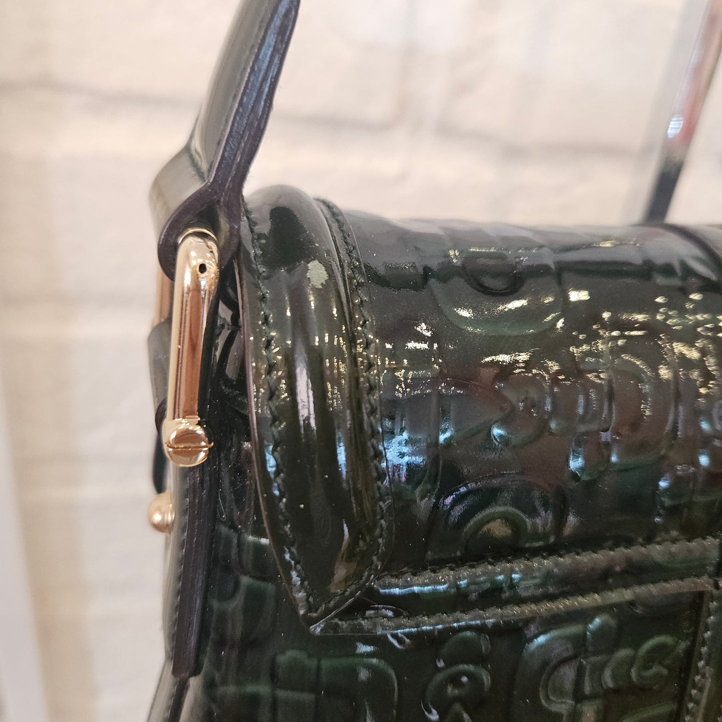 Borsa a spalla Gucci Patent Horsebit
