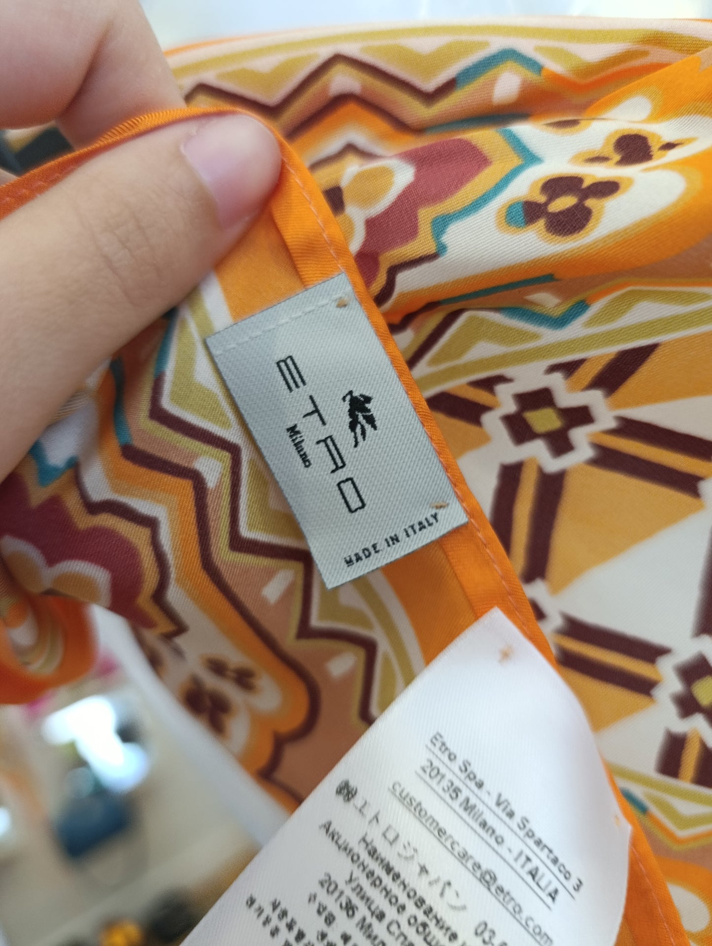 Etro top in seta nuovo arancione tg u
