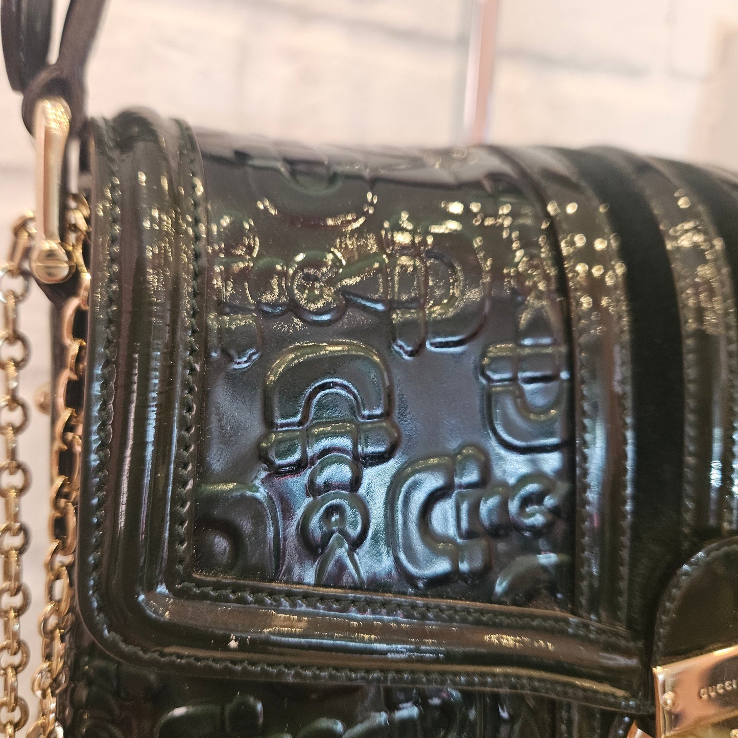 Borsa a spalla Gucci Patent Horsebit