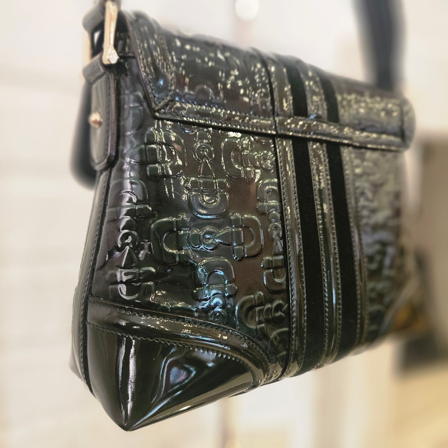 Borsa a spalla Gucci Patent Horsebit