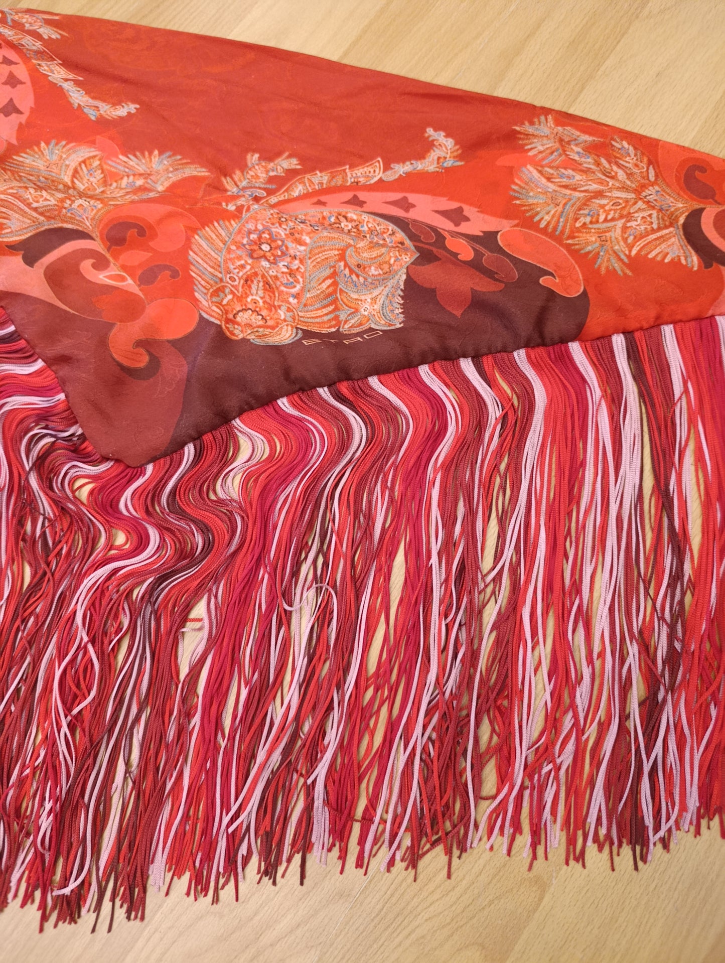 Foulard Etro con frange nuovo con cartellino pura seta