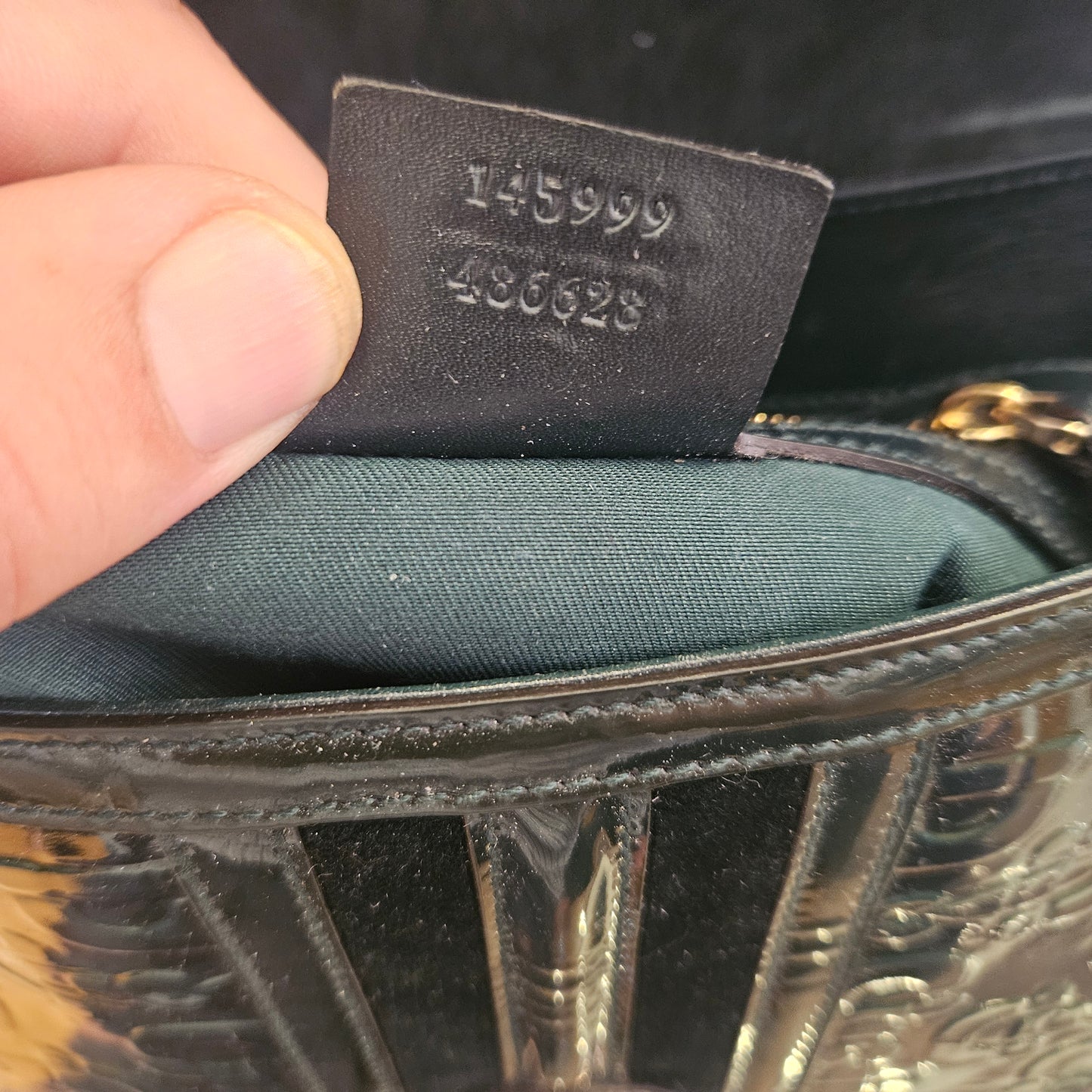 Borsa a spalla Gucci Patent Horsebit