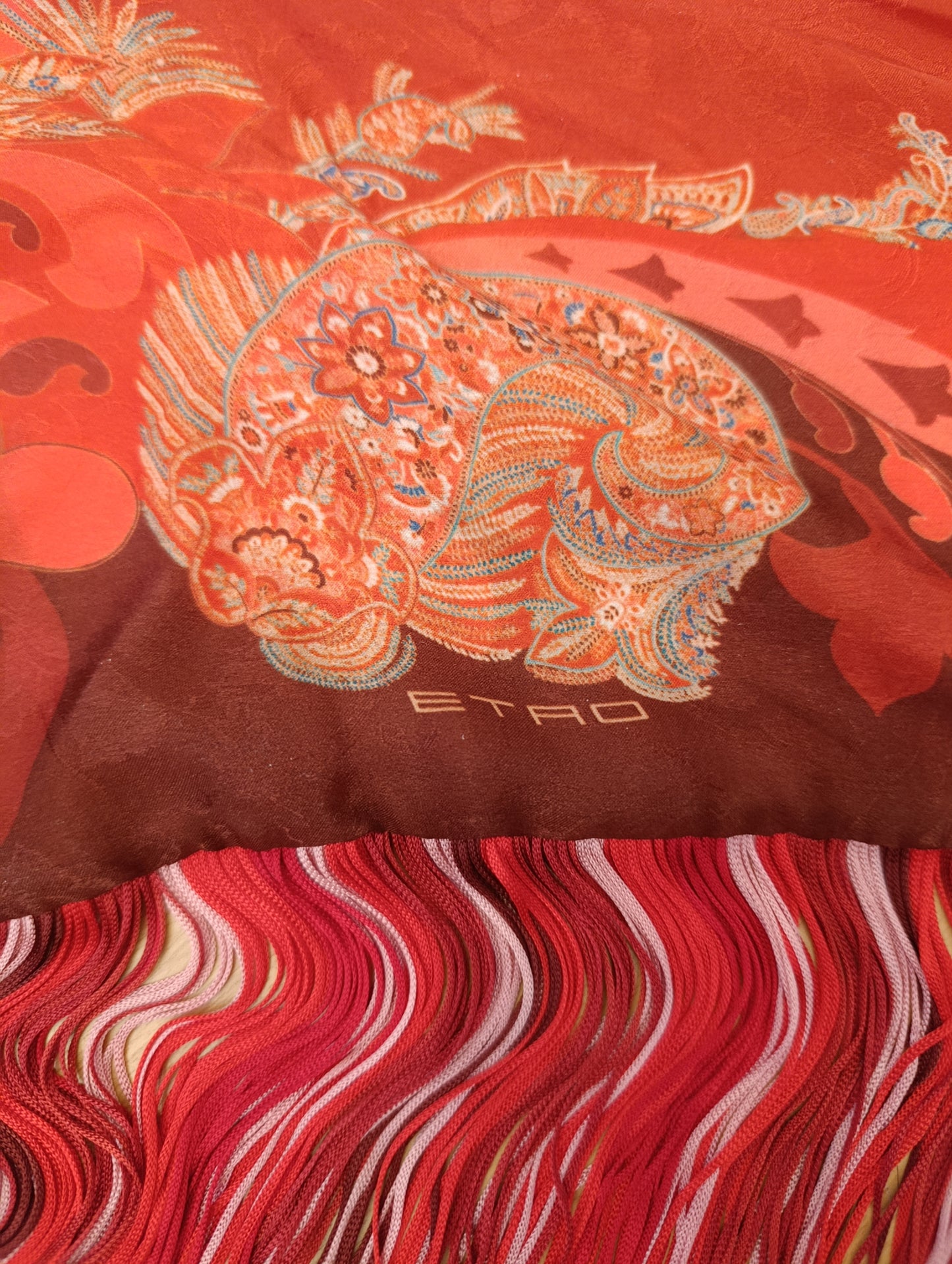 Foulard Etro con frange nuovo con cartellino pura seta