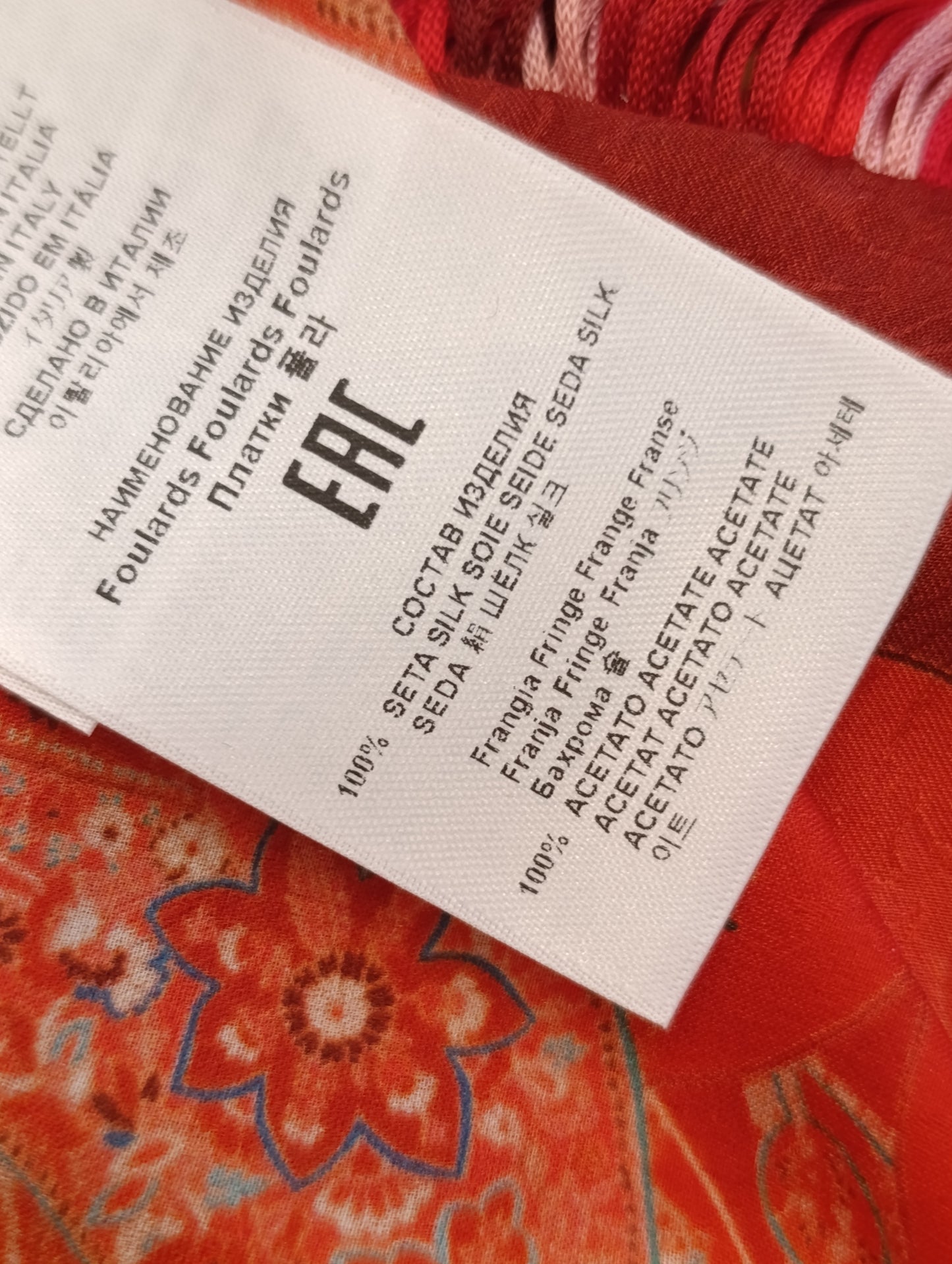 Foulard Etro con frange nuovo con cartellino pura seta