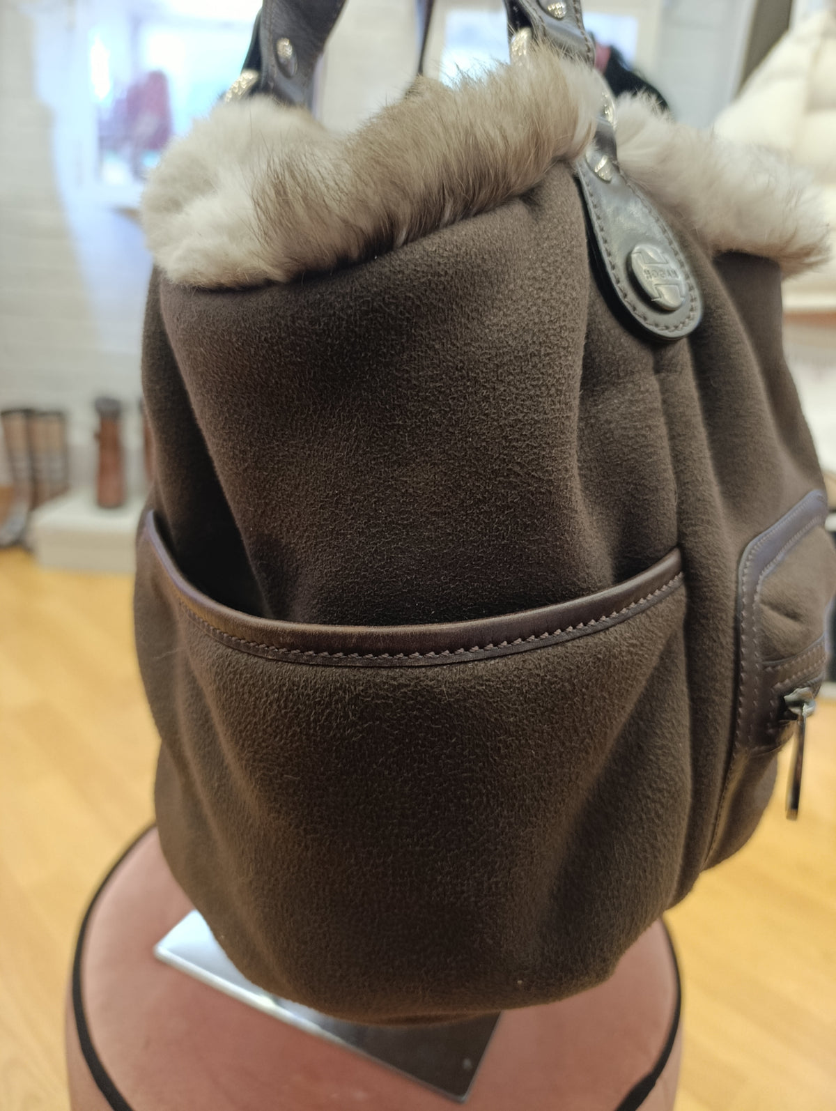 Borsa Hogan marrone con pelliccia