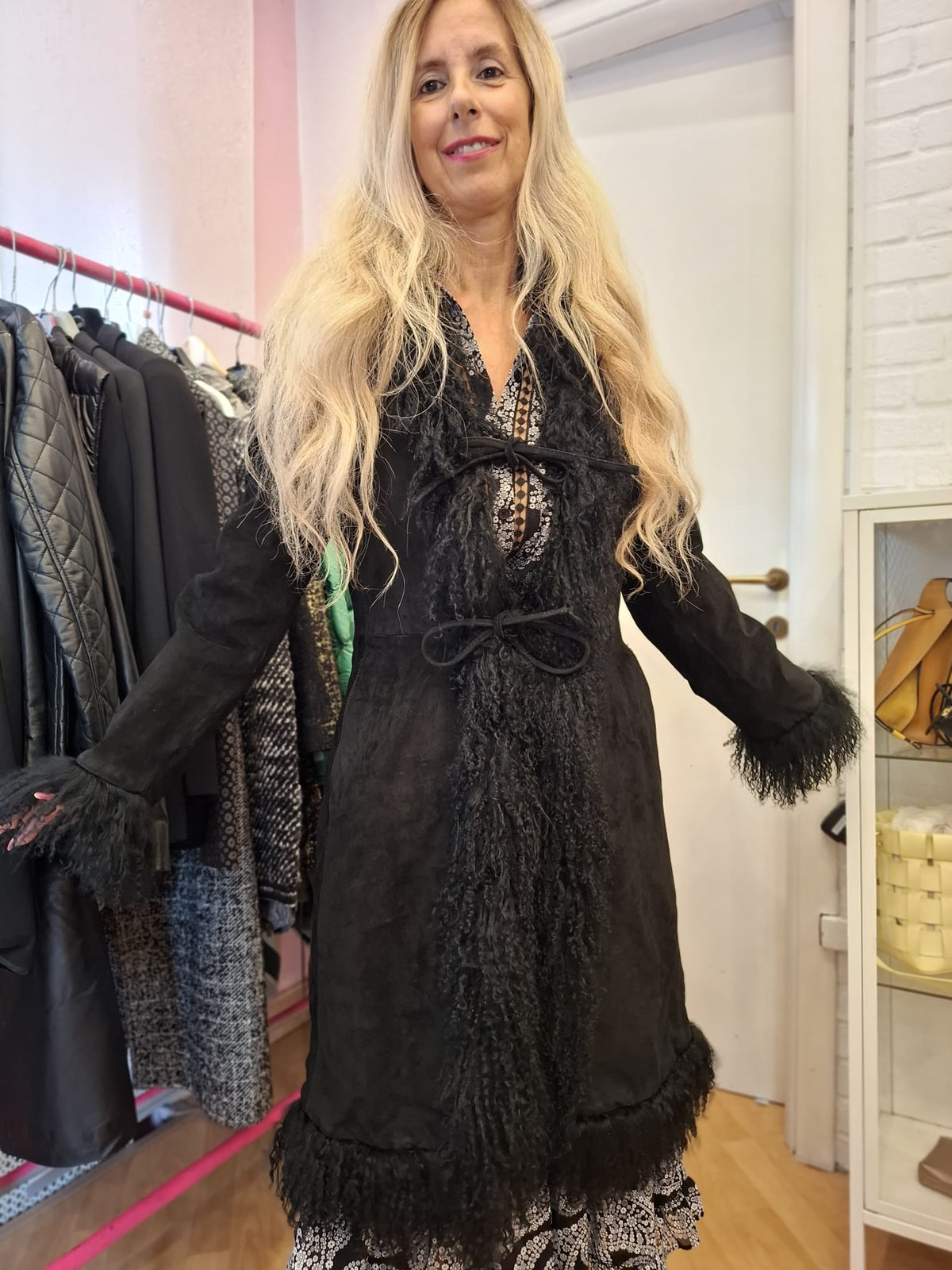 Cappotto Pollini tg 42 pelle e pelo