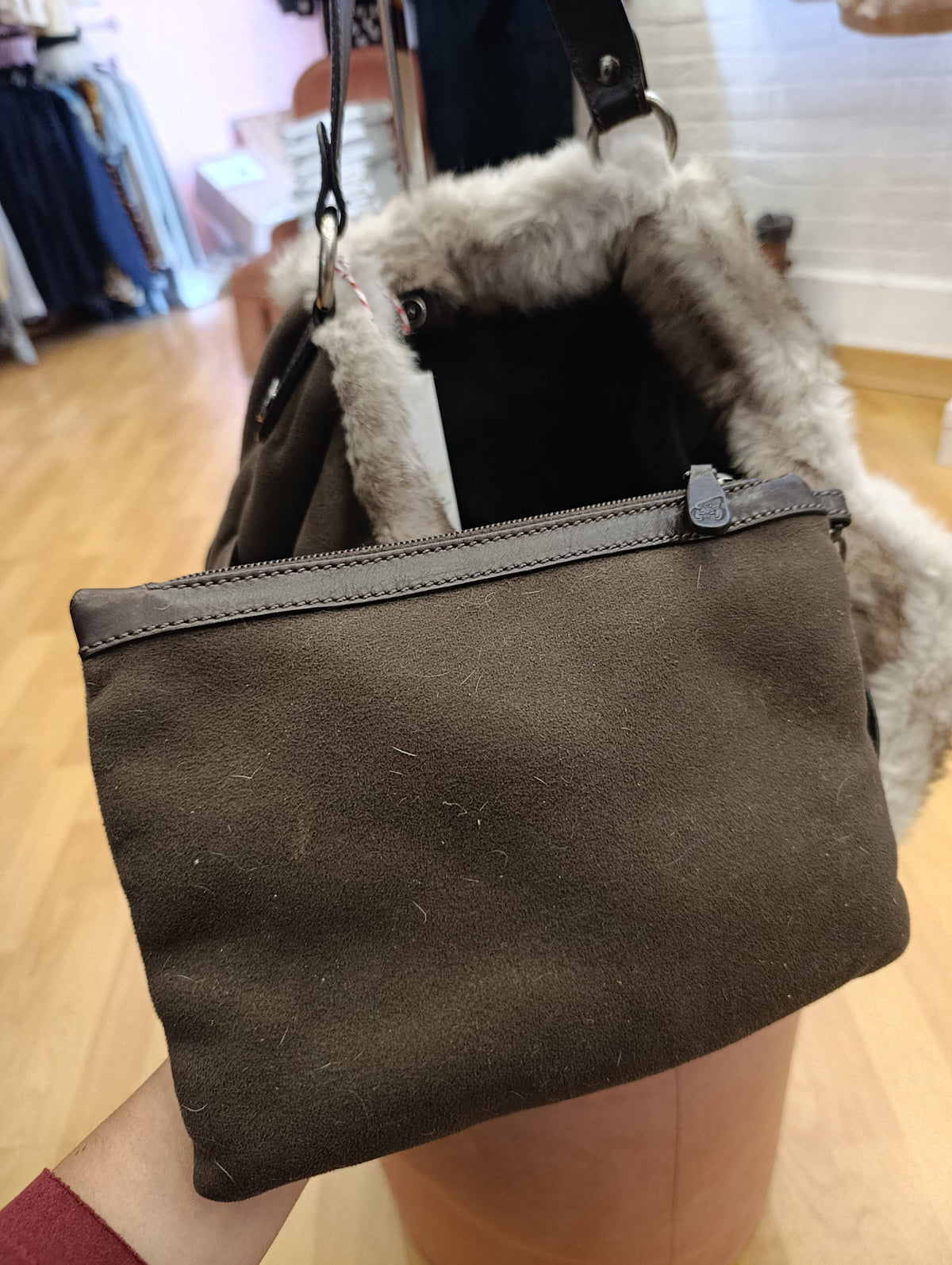 Borsa Hogan marrone con pelliccia