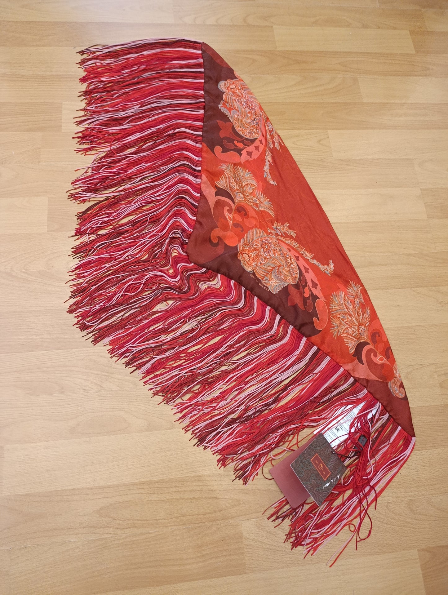 Foulard Etro con frange nuovo con cartellino pura seta