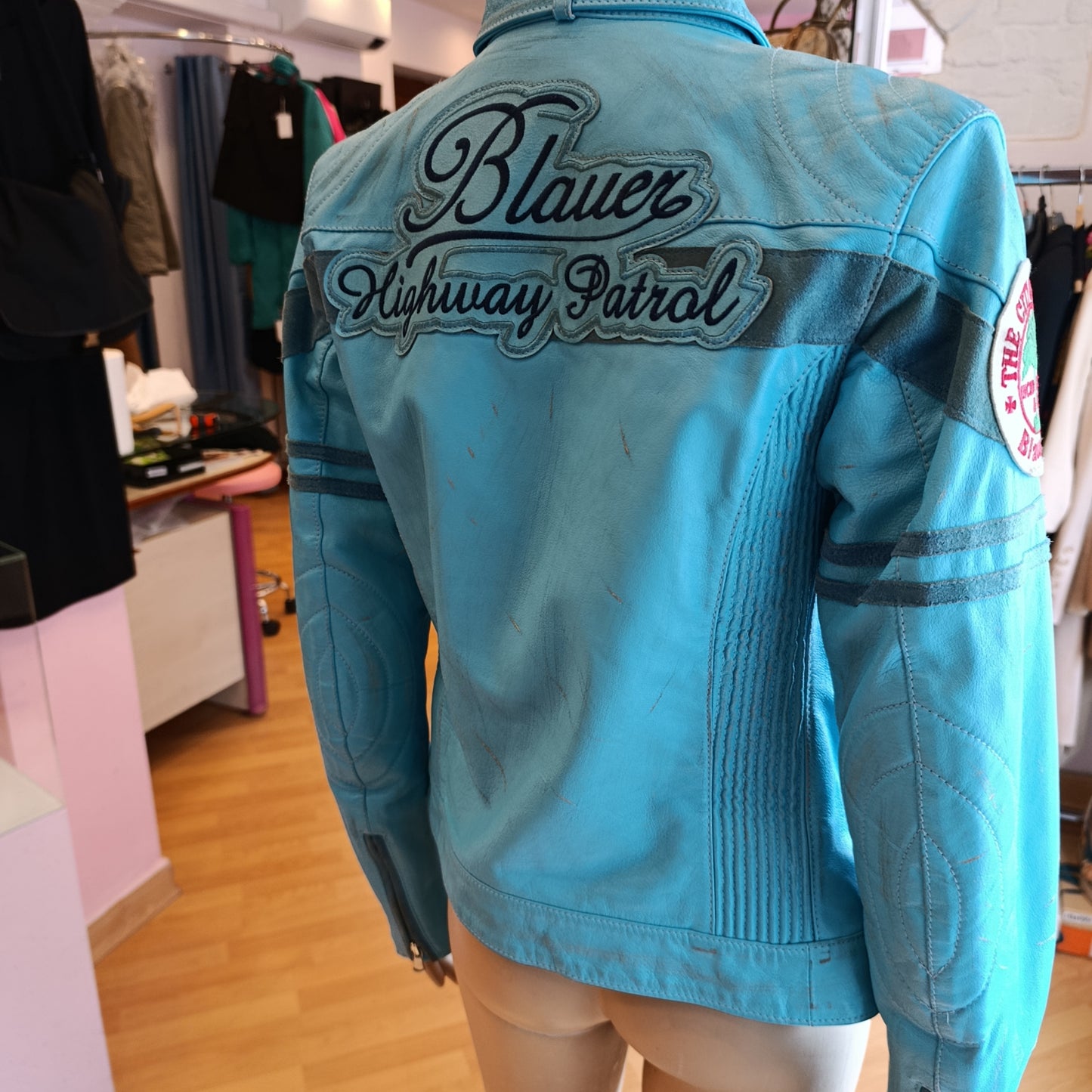 Giubbotto in pelle Blauer stile biker tg s