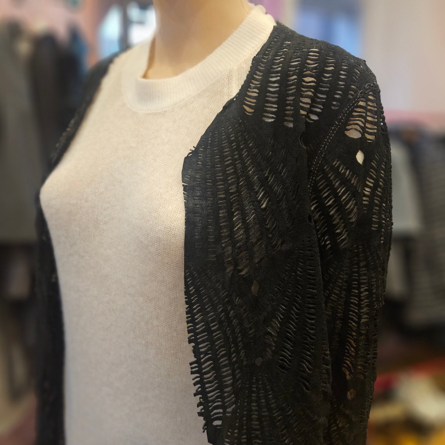 Giacca in pelle traforata tg S