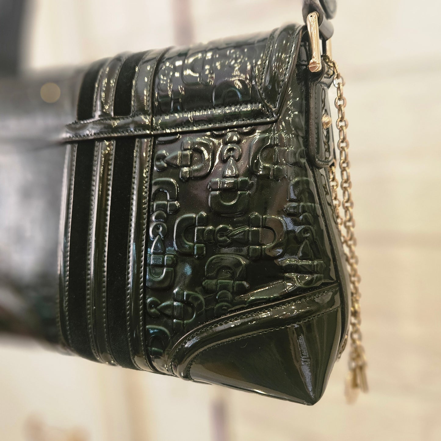 Borsa a spalla Gucci Patent Horsebit