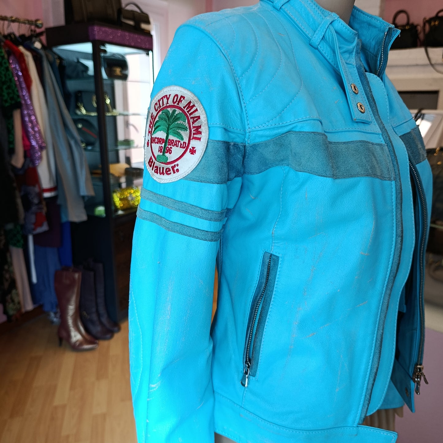 Giubbotto in pelle Blauer stile biker tg s