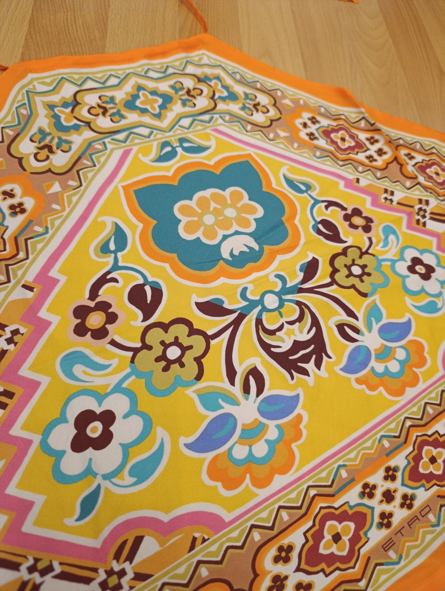Etro top in seta nuovo arancione tg u