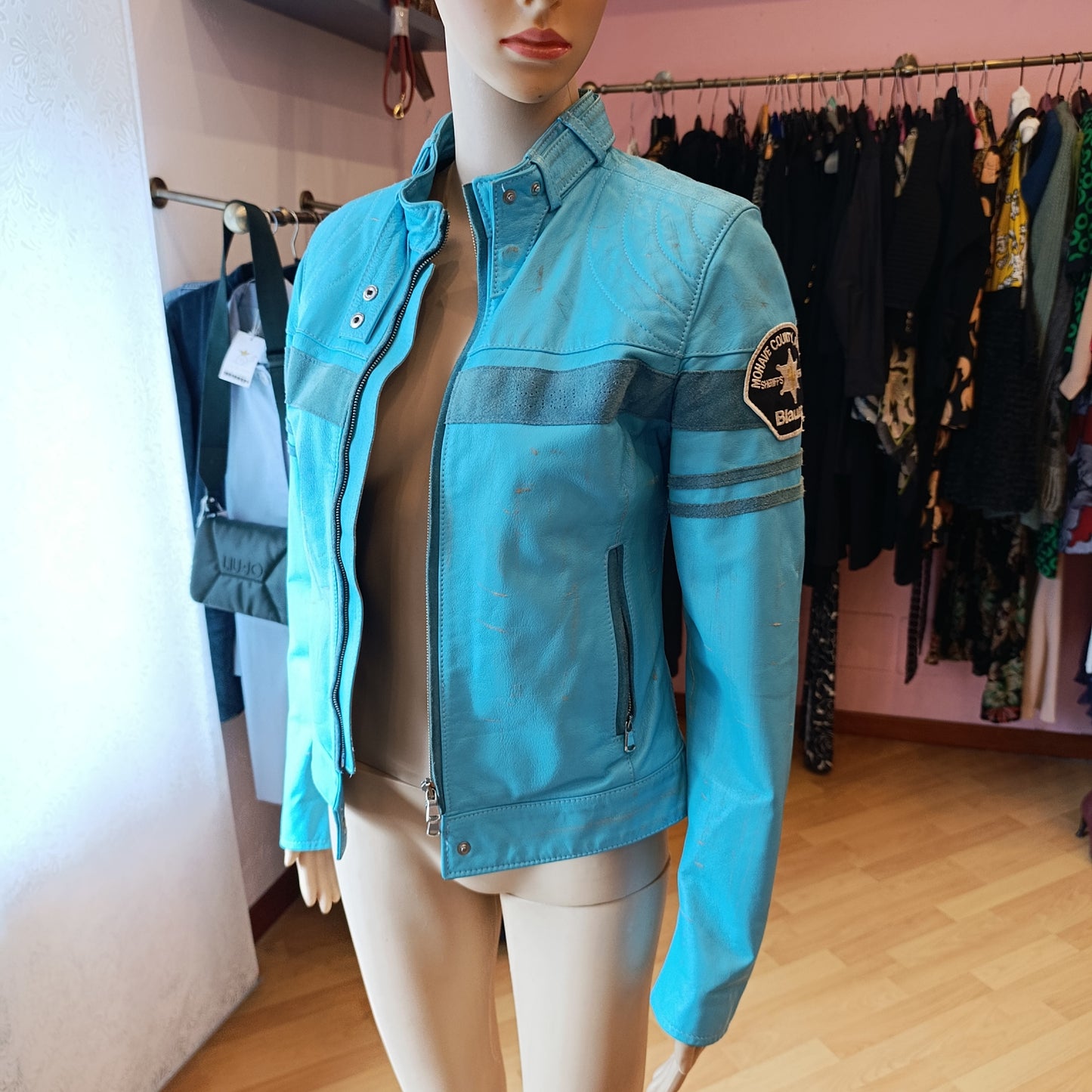 Giubbotto in pelle Blauer stile biker tg s