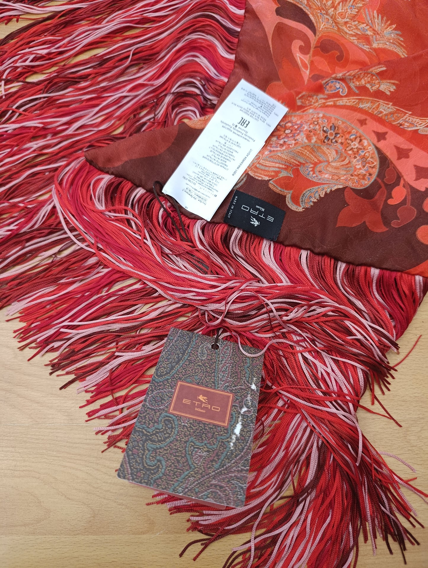 Foulard Etro con frange nuovo con cartellino pura seta
