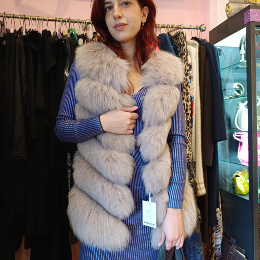 Gilet di volpe lilla tg unica