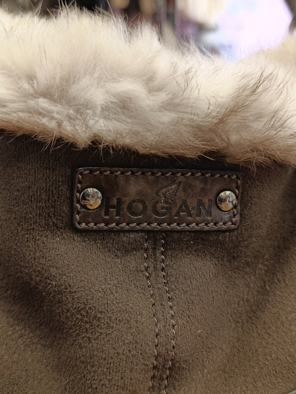 Borsa Hogan marrone con pelliccia