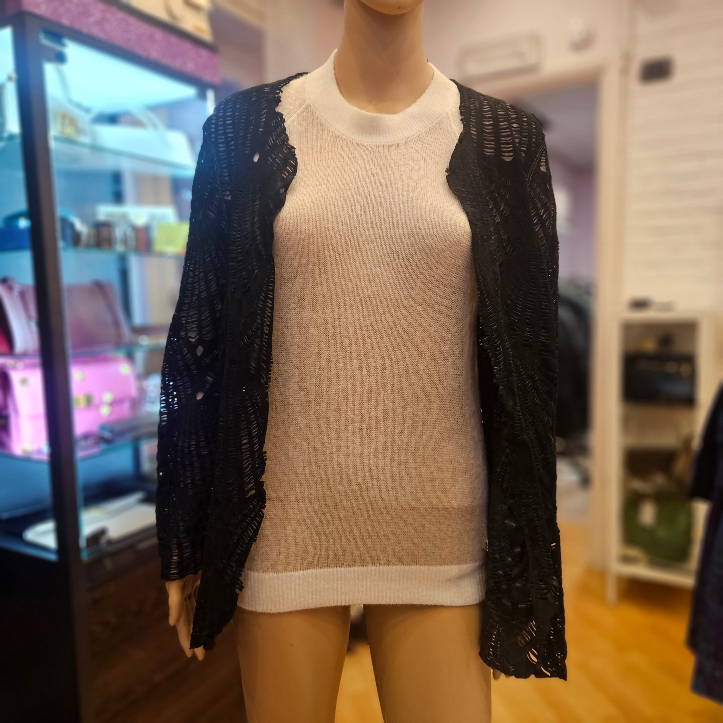 Giacca in pelle traforata tg S