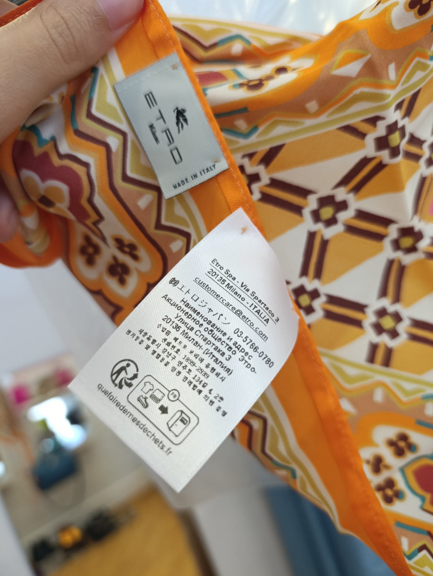 Etro top in seta nuovo arancione tg u