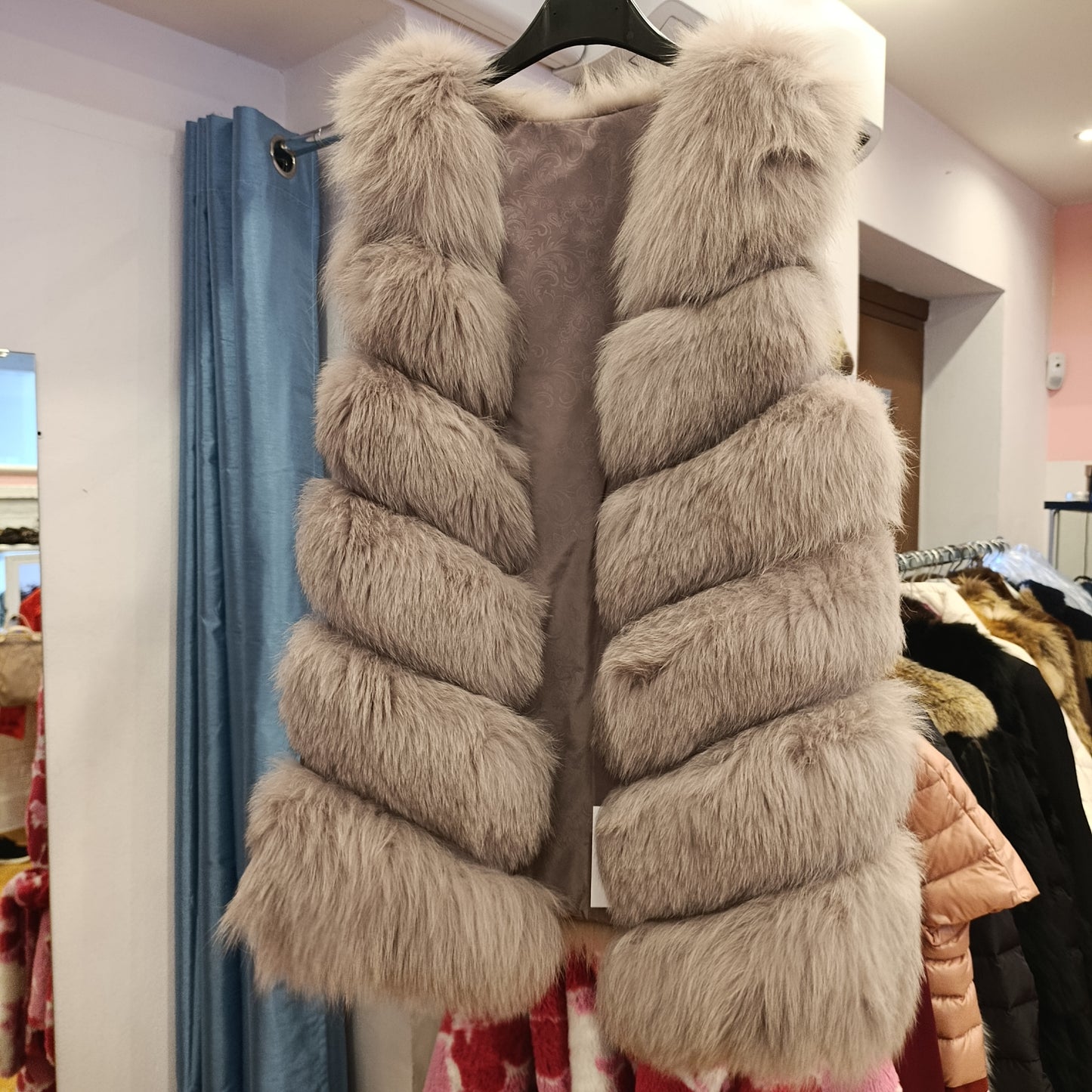 Gilet di volpe lilla tg unica