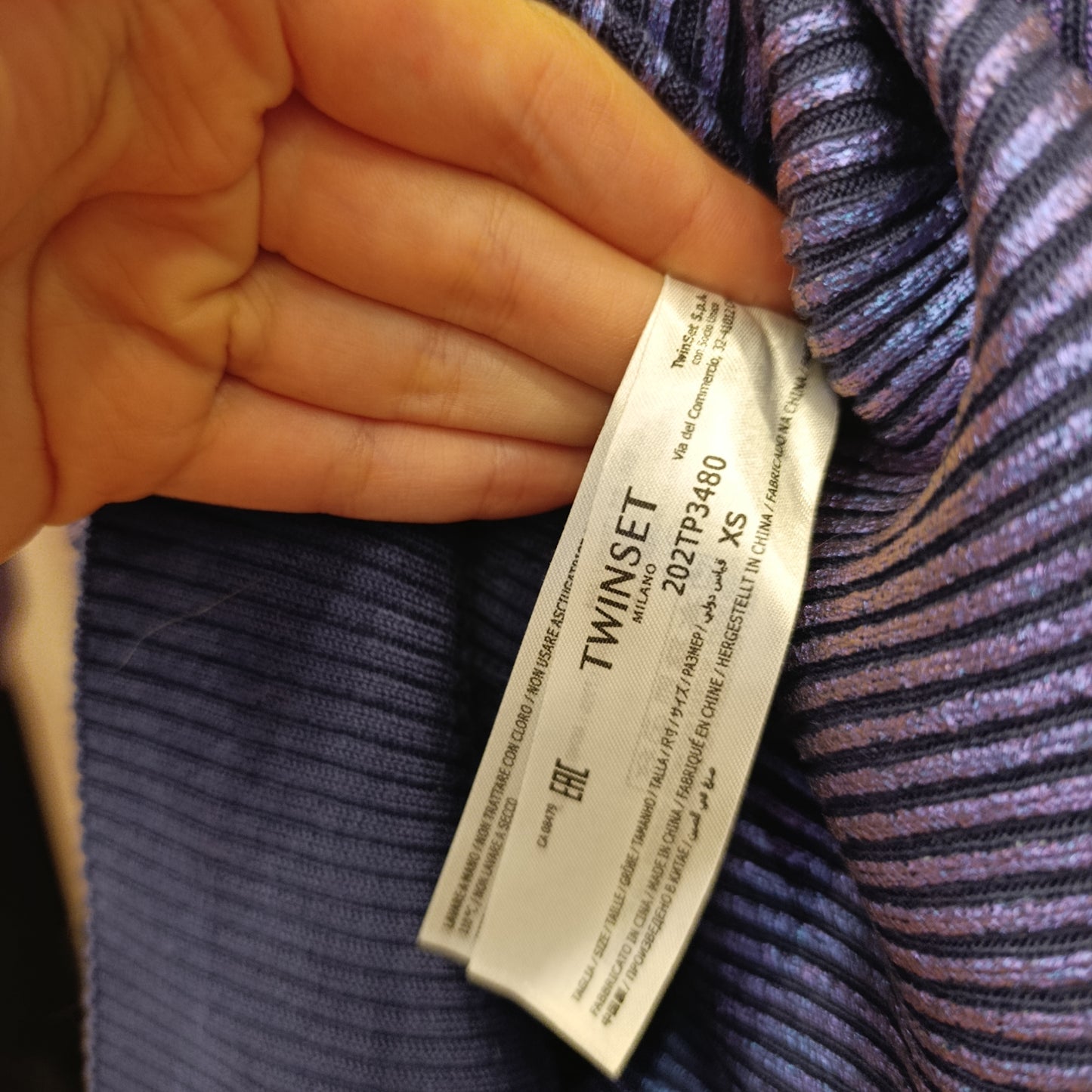 Abito twinset tg xs viola lamè
